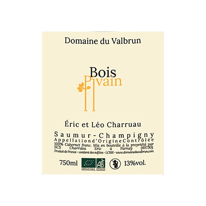 Domaine du Valbrun - Bois Pivain - Saumur Champigny Bio 2023