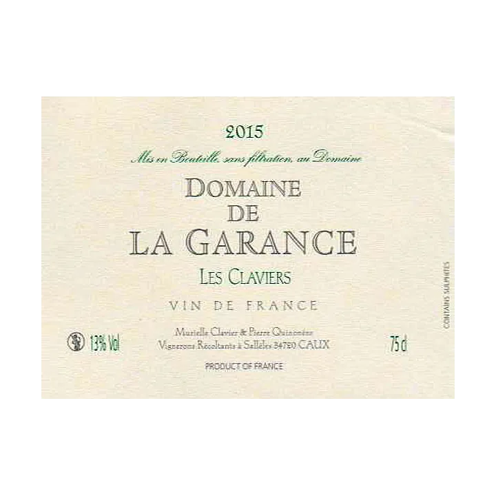 Les Claviers - VDF Blanc Bio 2015